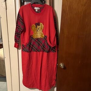 Cozy Red Teddy Plaid Pajama/Robe Nightgown
